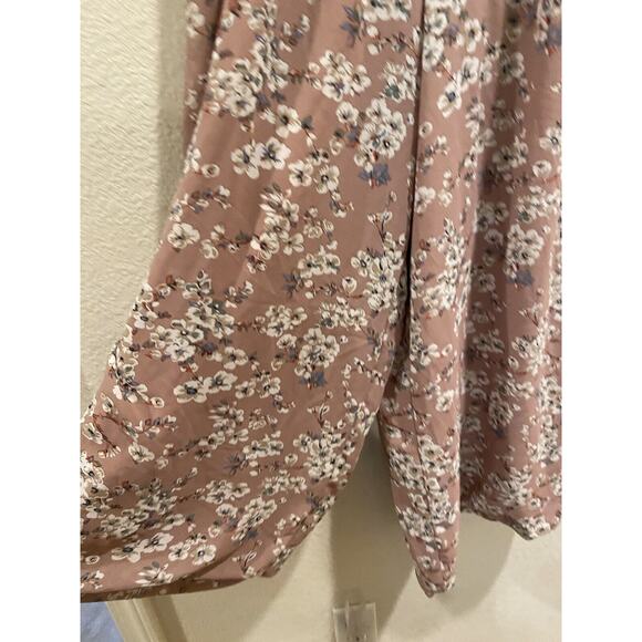 Showpo Mauve Floral V-Neck Side Ties Short Sleeve Elastic Waist Jumpsuit Size 2 - Picture 4 of 8